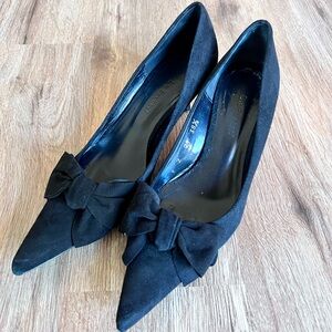 LK Bennett suede bow heels